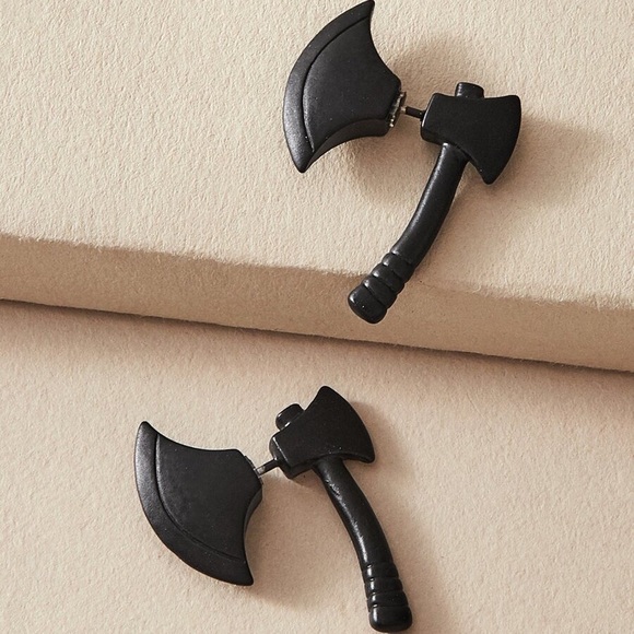 Any 2/$20! Black Axe Studs w/Handle Back Earrings - Picture 2 of 7